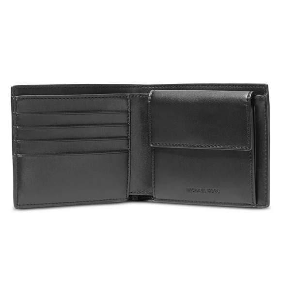 Michael Kors Men’s Billfold Wallet Coin Pocket Black Gray Red Stripe Logo NWT - Picture 6 of 8